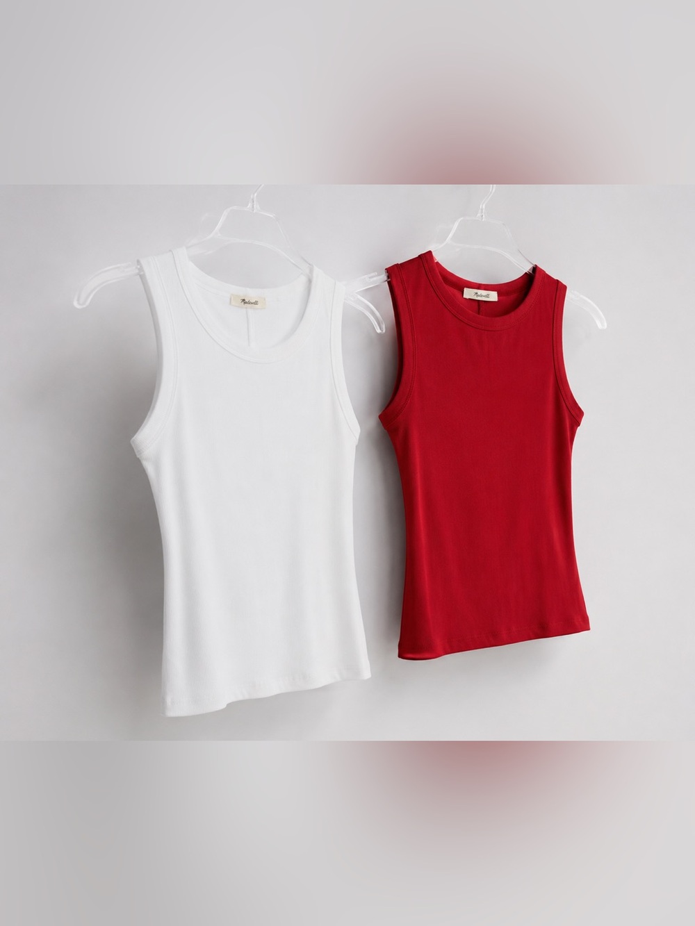 Madewell The 90’s shell Tank Duo in compact cotton White and Poppy